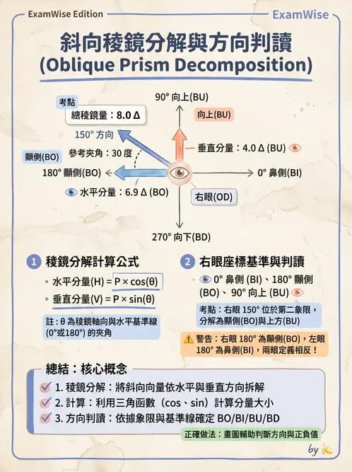 驗光師 - 稜鏡效應計算與偏心配鏡 - AI 圖文解析預覽
