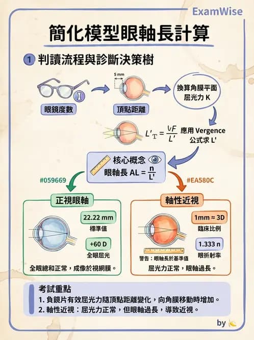 驗光師 - 模型眼屈光計算與屈光不正 - AI 圖文解析預覽