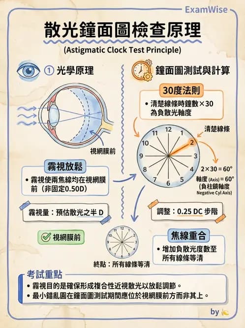 驗光師 - 散光鐘面圖與裂孔板驗光 - AI 圖文解析預覽