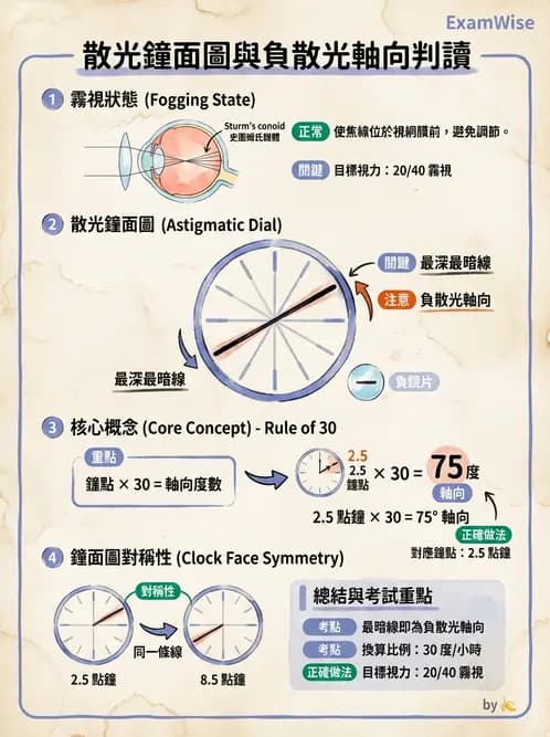 驗光師 - 散光鐘面圖與裂孔板驗光 - AI 圖文解析預覽