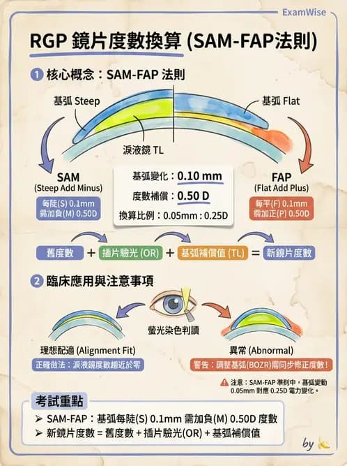 驗光師 - 硬式隱形眼鏡度數與散光計算 - AI 圖文解析預覽