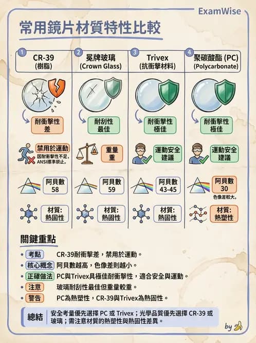 驗光師 - 鏡片材料特性與光學設計 - AI 圖文解析預覽