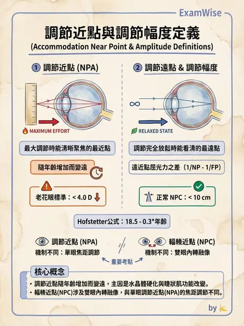 驗光師 - 調節機制與調節量計算 - AI 圖文解析預覽