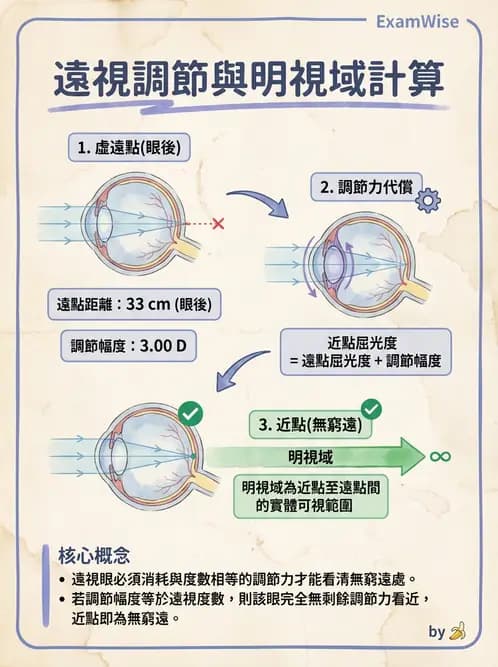 驗光師 - 調節機制與調節量計算 - AI 圖文解析預覽