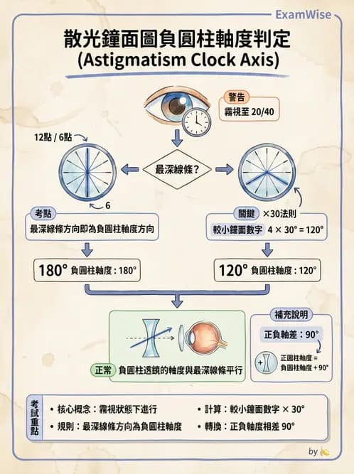 驗光師 - 散光鐘面圖與裂孔板驗光 - AI 圖文解析預覽