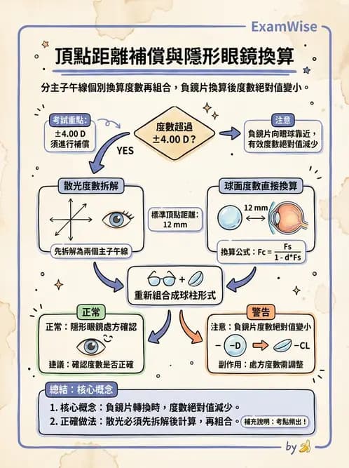 驗光師 - 頂點距離換算與等效處方 - AI 圖文解析預覽