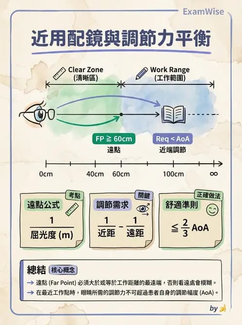 驗光師 - 調節機制與調節量計算 - AI 圖文解析預覽