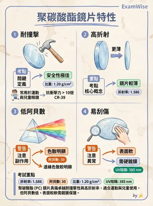 驗光師 - 鏡片材料特性與光學設計 - AI 圖文解析預覽