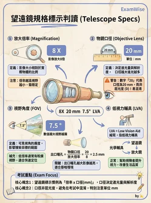 驗光師 - 望遠鏡光學原理與計算 - AI 圖文解析預覽