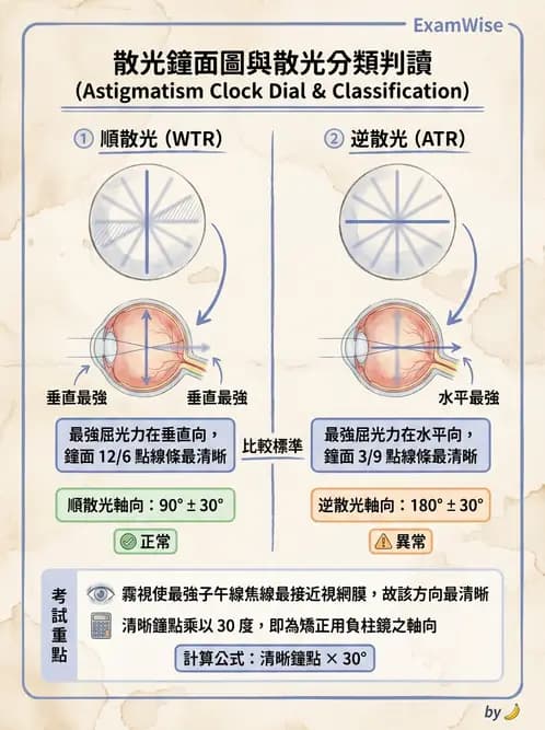 驗光生 - 散光鐘面圖與圖形法檢查 - AI 圖文解析預覽