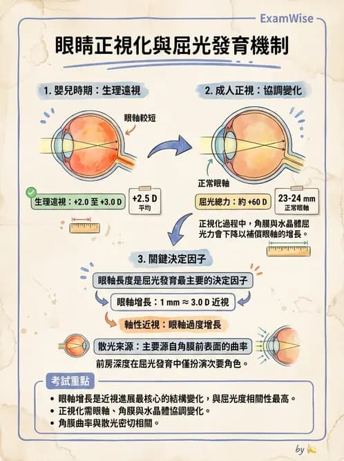 驗光生 - 近視與遠視的分類、成因及眼球光學基礎 - AI 圖文解析預覽