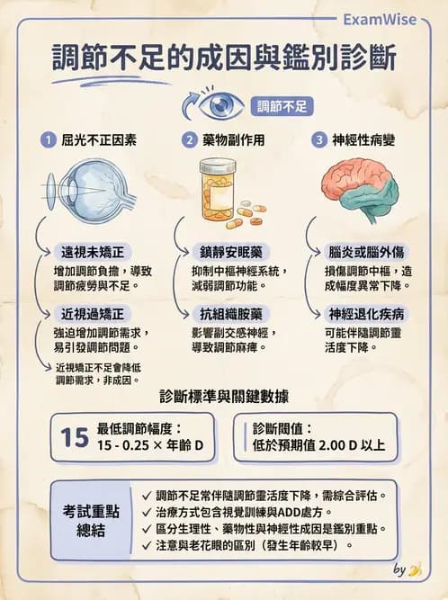 驗光生 - 老花眼基礎概念與調節幅度 - AI 圖文解析預覽