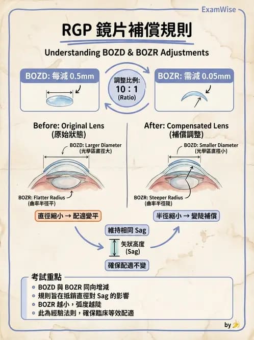 驗光生 - 隱形眼鏡度數計算(硬式RGP淚鏡補償與戴鏡驗光) - AI 圖文解析預覽