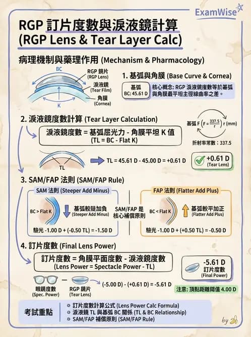驗光生 - 隱形眼鏡度數計算(硬式RGP淚鏡補償與戴鏡驗光) - AI 圖文解析預覽
