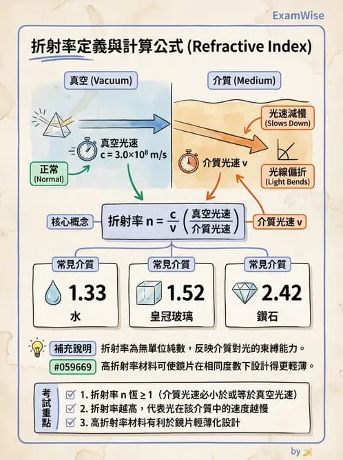 驗光生 - 光的折射定律、全反射與散射現象 - AI 圖文解析預覽