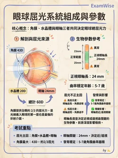 驗光生 - 近視與遠視的分類、成因及眼球光學基礎 - AI 圖文解析預覽