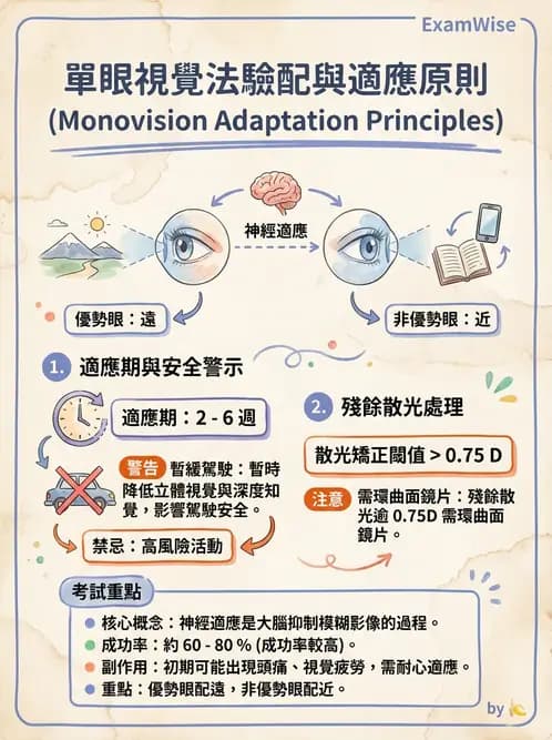 驗光生 - 單眼視覺法(Monovision)原理與驗配 - AI 圖文解析預覽