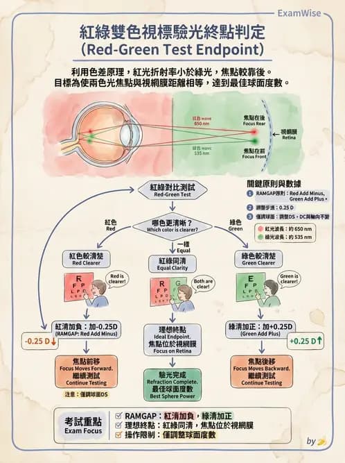 驗光生 - 球面度數確認與紅綠測試 - AI 圖文解析預覽