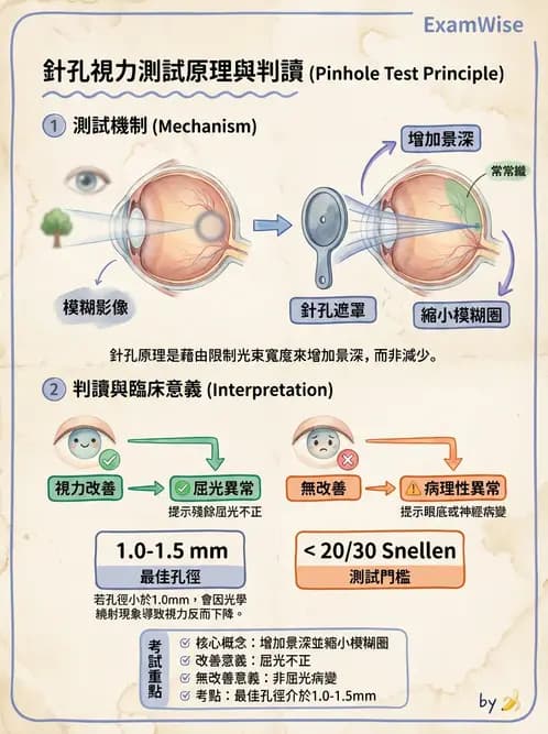 驗光生 - 針孔視力、色覺與視野篩檢 - AI 圖文解析預覽
