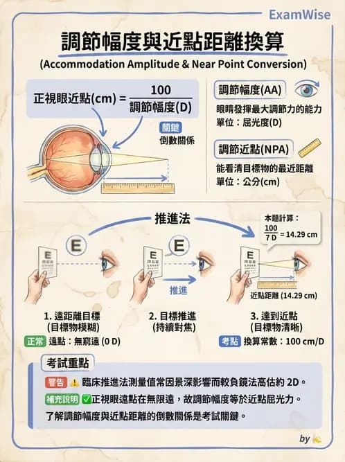 驗光生 - 調節幅度計算與近遠點關係 - AI 圖文解析預覽
