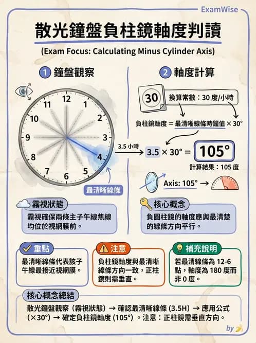 驗光生 - 散光鐘面圖與圖形法檢查 - AI 圖文解析預覽