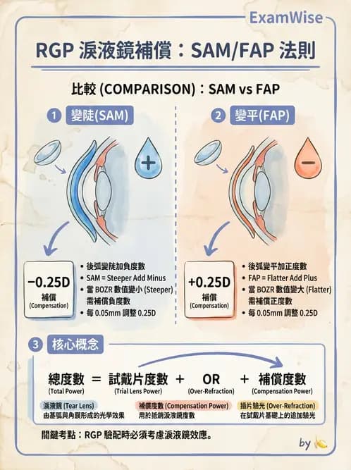 驗光生 - 隱形眼鏡度數計算(硬式RGP淚鏡補償與戴鏡驗光) - AI 圖文解析預覽