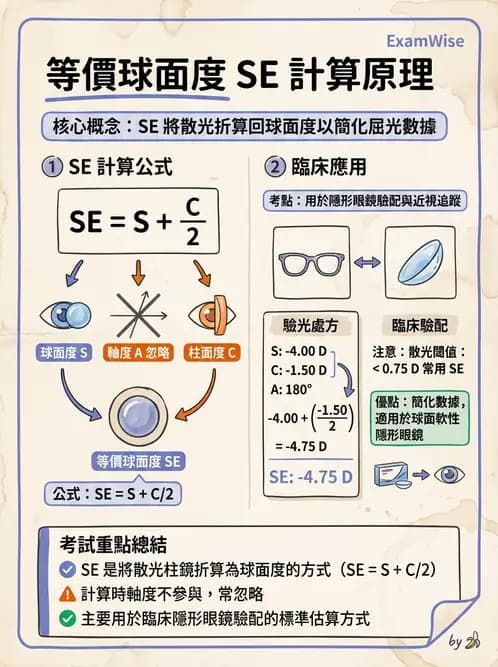 驗光生 - 焦線、Sturm間隔、等效球鏡度與檢影計算 - AI 圖文解析預覽