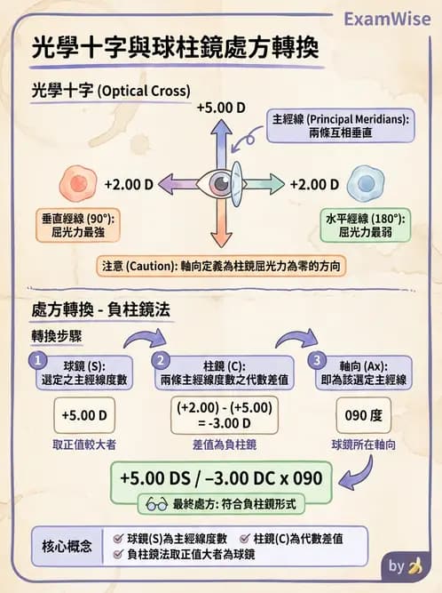 驗光生 - 光學十字讀寫與處方等效轉換 - AI 圖文解析預覽