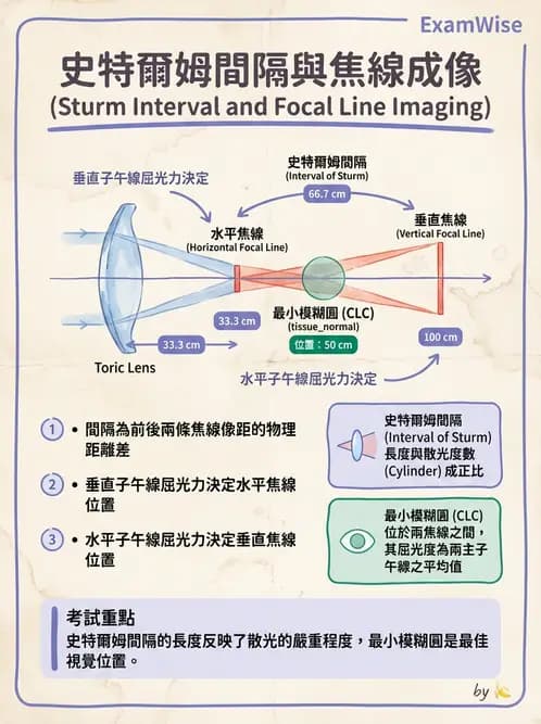 驗光生 - 焦線、Sturm間隔、等效球鏡度與檢影計算 - AI 圖文解析預覽