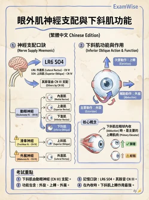 驗光生 - 眼外肌解剖與運動神經支配 - AI 圖文解析預覽