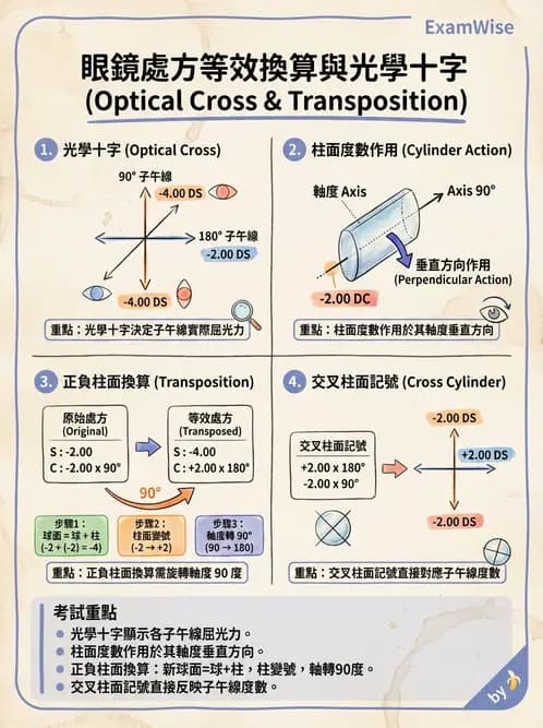 驗光生 - 屈光處方計算、轉換與矯正鏡片光學 - AI 圖文解析預覽