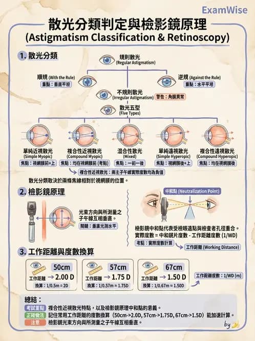 驗光生 - 視網膜檢影鏡度數計算與工作距離補正 - AI 圖文解析預覽
