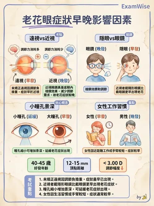 驗光生 - 老花眼基礎概念與調節幅度 - AI 圖文解析預覽