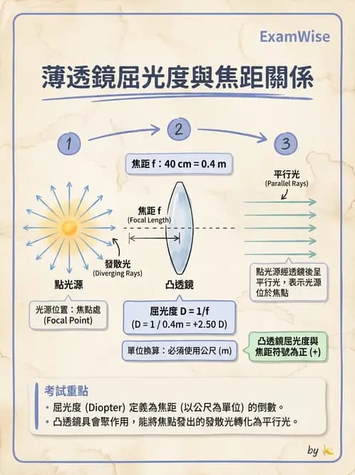 驗光生 - 薄透鏡成像特性與光線追跡 - AI 圖文解析預覽