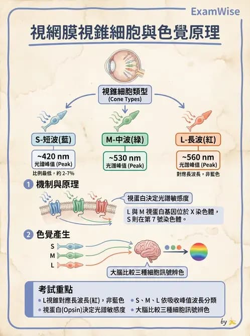 驗光生 - 視網膜組織結構與感光細胞 - AI 圖文解析預覽
