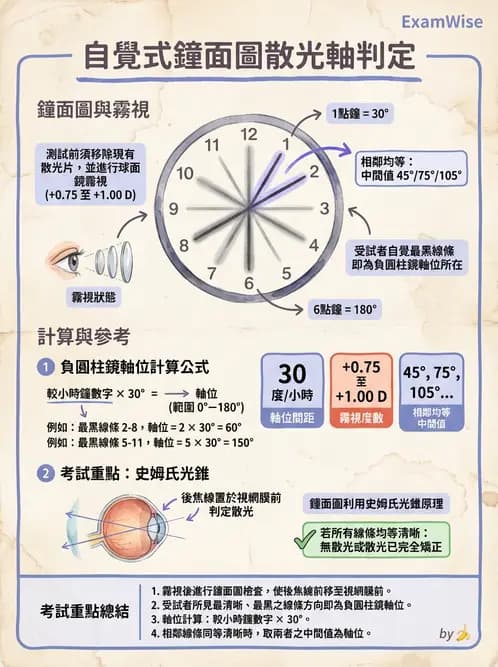 驗光生 - 散光鐘面圖與圖形法檢查 - AI 圖文解析預覽