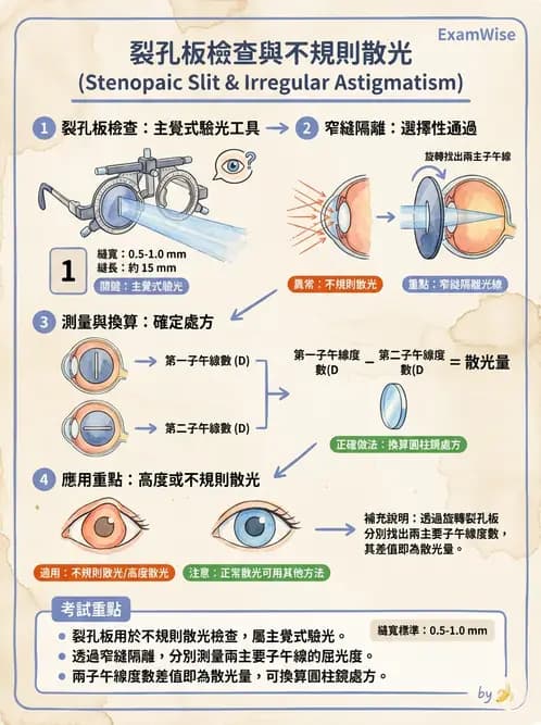 驗光生 - 傑克森交叉圓柱鏡與裂孔板操作 - AI 圖文解析預覽