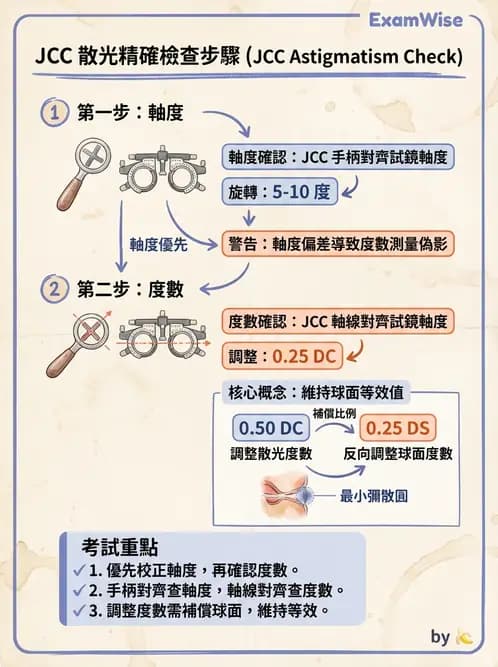 驗光生 - 傑克森交叉圓柱鏡與裂孔板操作 - AI 圖文解析預覽