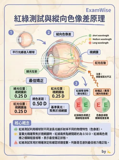 驗光生 - 球面度數確認與紅綠測試 - AI 圖文解析預覽
