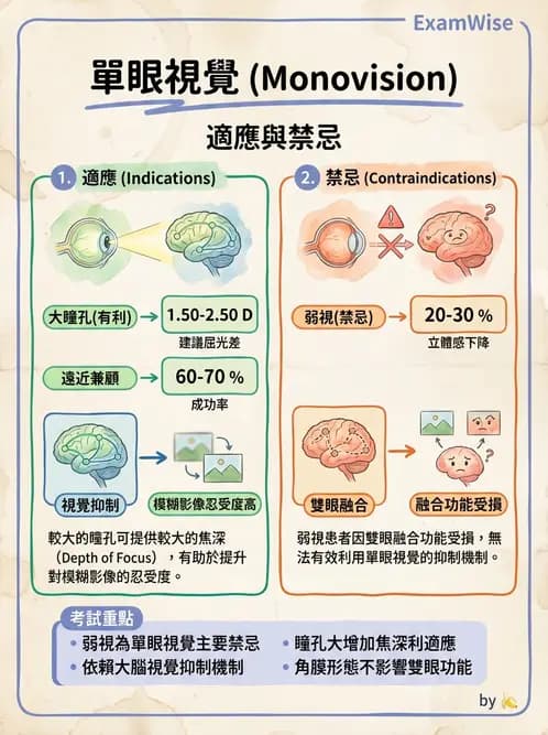 驗光生 - 單眼視覺法(Monovision)原理與驗配 - AI 圖文解析預覽