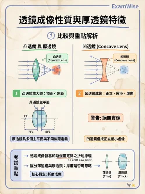 驗光生 - 薄透鏡成像特性與光線追跡 - AI 圖文解析預覽