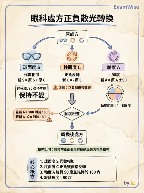 驗光生 - 光學十字讀寫與處方等效轉換 - AI 圖文解析預覽