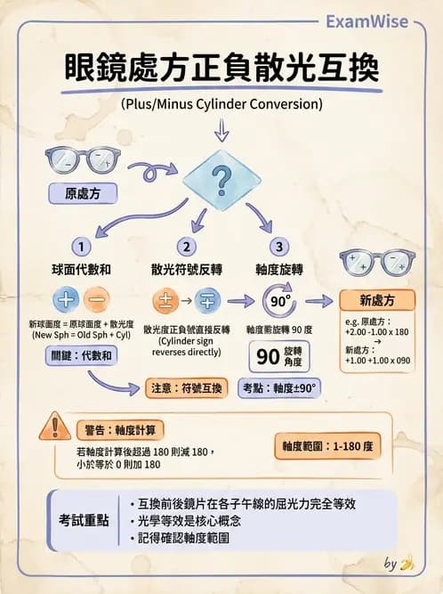 驗光生 - 屈光處方計算、轉換與矯正鏡片光學 - AI 圖文解析預覽