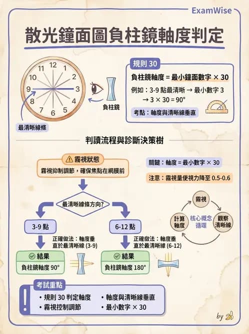 驗光生 - 散光鐘面圖與圖形法檢查 - AI 圖文解析預覽