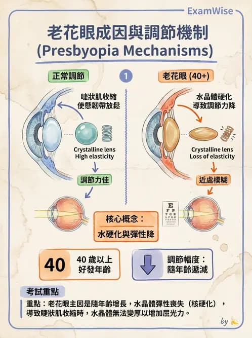 驗光生 - 老花眼基礎概念與調節幅度 - AI 圖文解析預覽