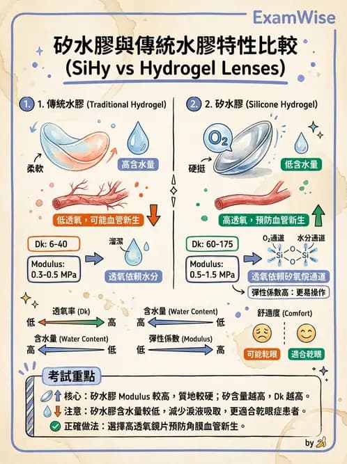 驗光生 - 鏡片材質特性與透氧性 - AI 圖文解析預覽