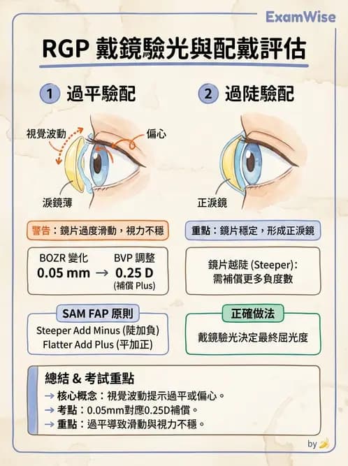 驗光生 - 隱形眼鏡度數計算(硬式RGP淚鏡補償與戴鏡驗光) - AI 圖文解析預覽