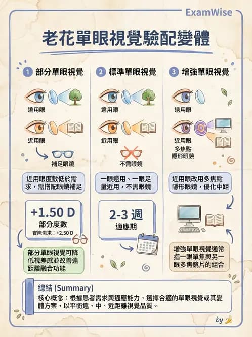驗光生 - 單眼視覺法(Monovision)原理與驗配 - AI 圖文解析預覽