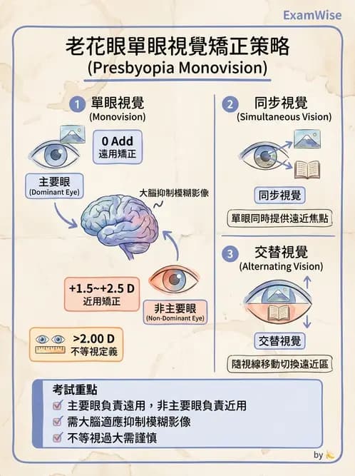 驗光生 - 單眼視覺法(Monovision)原理與驗配 - AI 圖文解析預覽