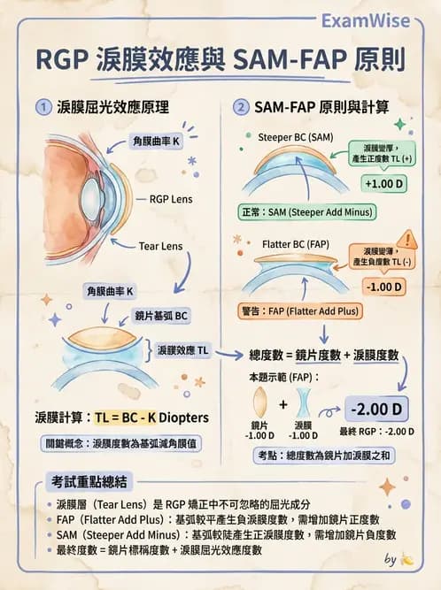 驗光生 - 硬式隱形眼鏡淚液鏡片效應與基弧光學 - AI 圖文解析預覽